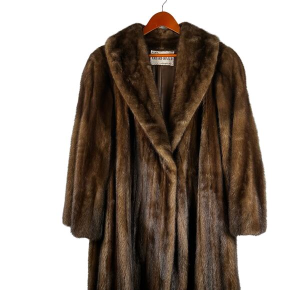 Vintage Furs Medium Brown Open Fur Overcoat by Richard Donald Womens Long Trench - Picture 3 of 15